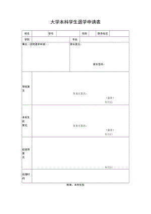 大学本科学生退学申请表（2019年新版）.docx