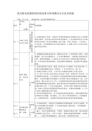 低压配电装置检修危险因素分析预测及安全技术措施.docx