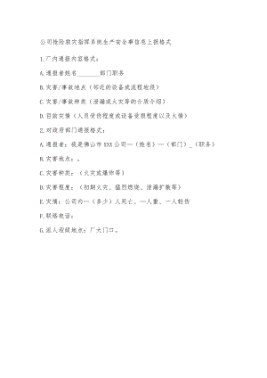 公司抢险救灾指挥系统生产安全事信息上报格式.docx