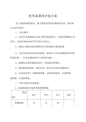 学校优秀备课组评选方案.docx