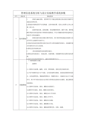 管理信息系统分析与设计实验教学系统参数.docx