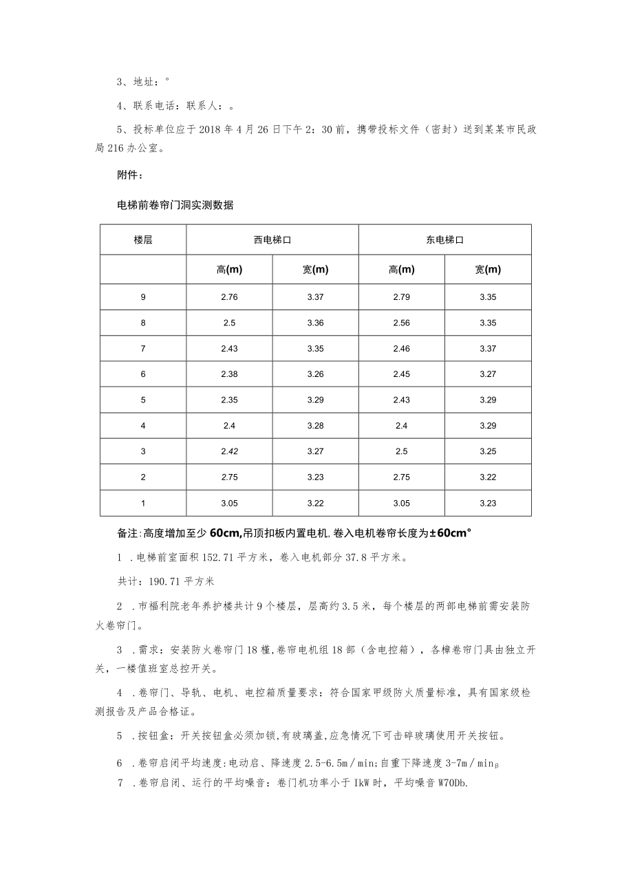 福利院老年养护楼电梯防火卷帘门采购公告.docx_第2页