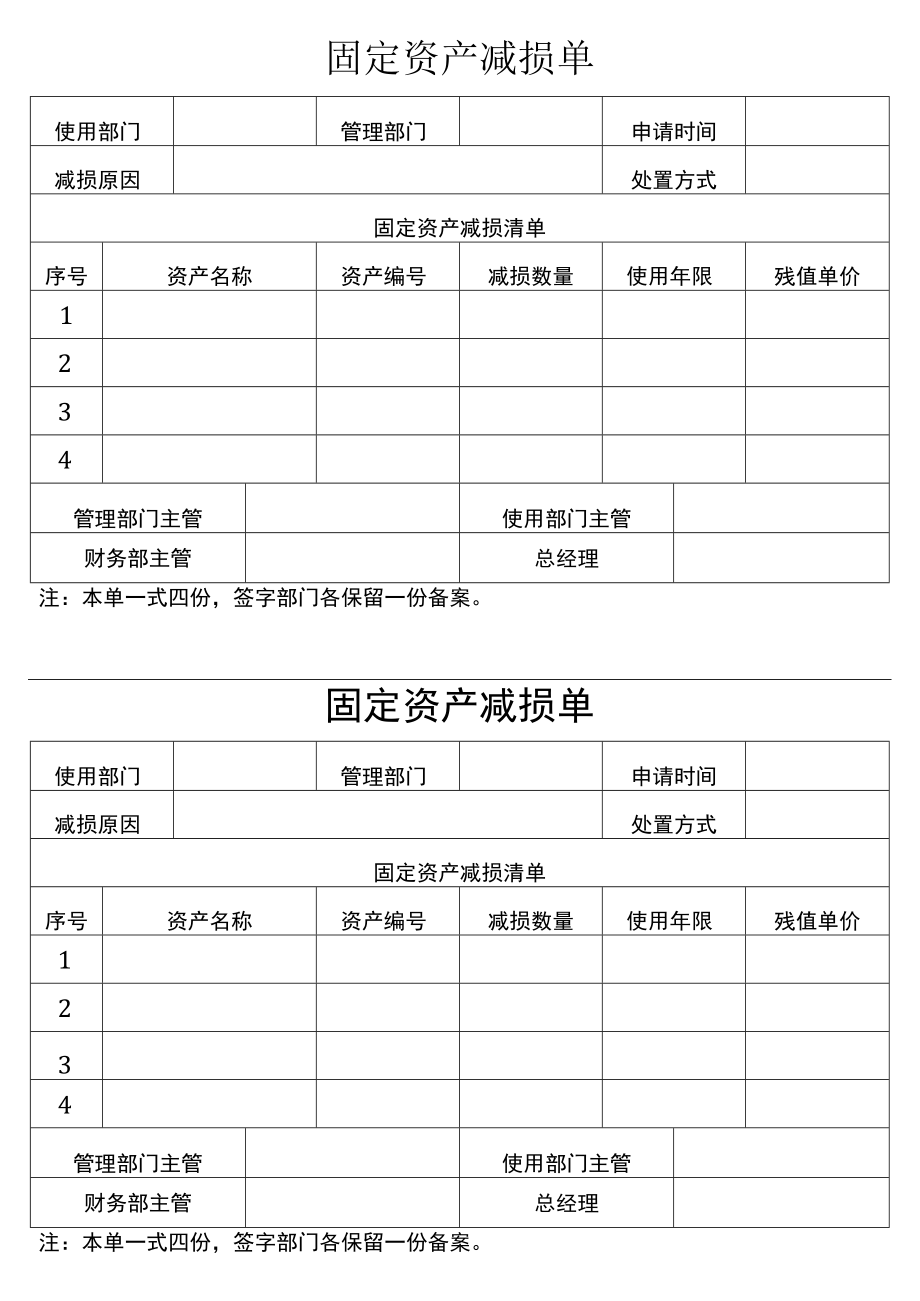 固定资产减损单.docx_第1页
