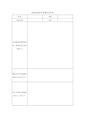花的结构和作用探究记录表.docx