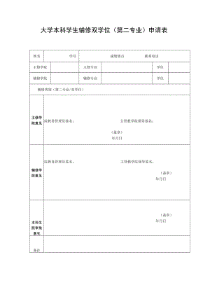 大学本科生辅修双学位（第二专业）证书相关申请表.docx