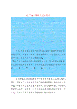 电厂钠法脱硫及废水处理.docx