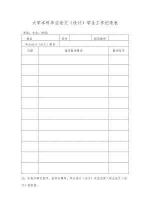 大学本科毕业论文（设计）学生工作记录表.docx