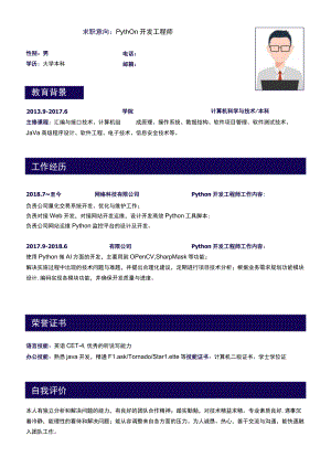 经典蓝色Python开发工程师简历.docx