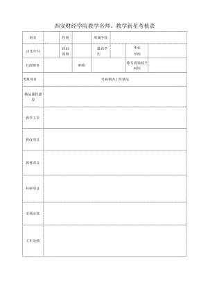 西安财经学院教学名师、教学新星考核表.docx