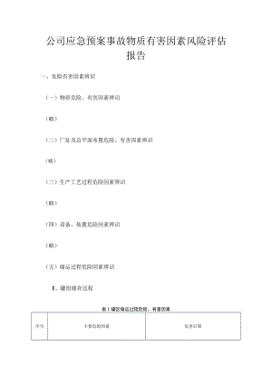 公司应急预案事故物质有害因素风险评估报告.docx