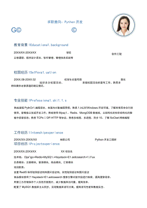 蓝色简约Python开发简历.docx