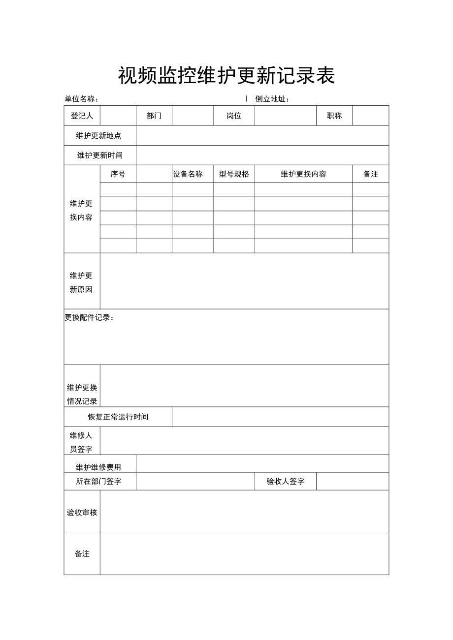 视频监控维护更新记录表.docx_第1页