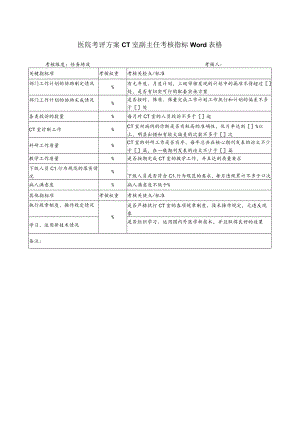 医院考评方案CT室副主任考核指标Word表格.docx