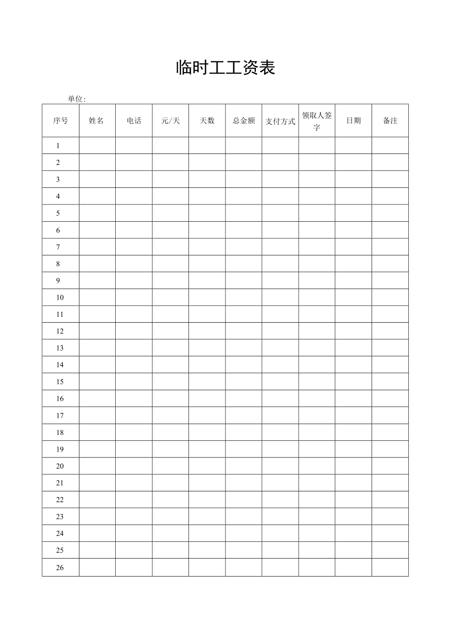 临时工工资表.docx_第1页
