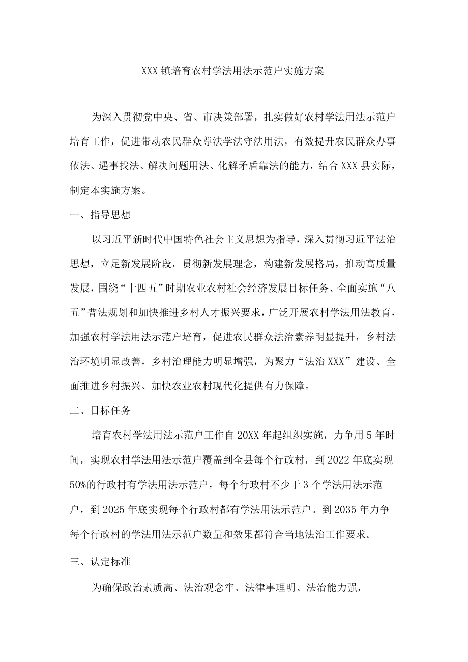 农村学法用法示范户实施方案.docx_第1页