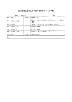 医院管理药学部药品采购岗考核指标Word表格.docx