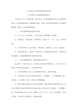 人力资源公司的管理规章制度五篇.docx