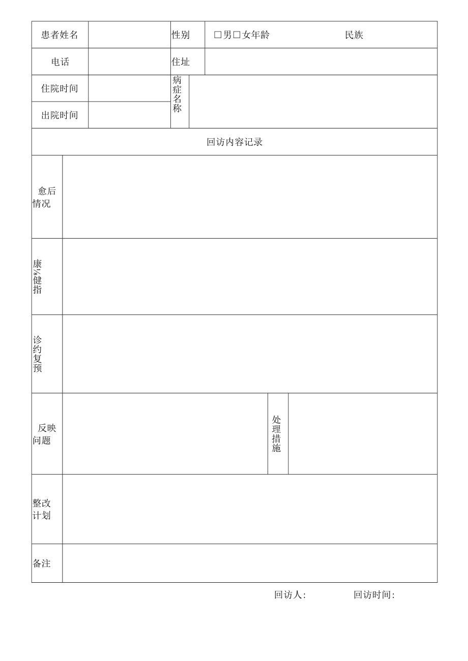 医院回访记录表.docx_第2页