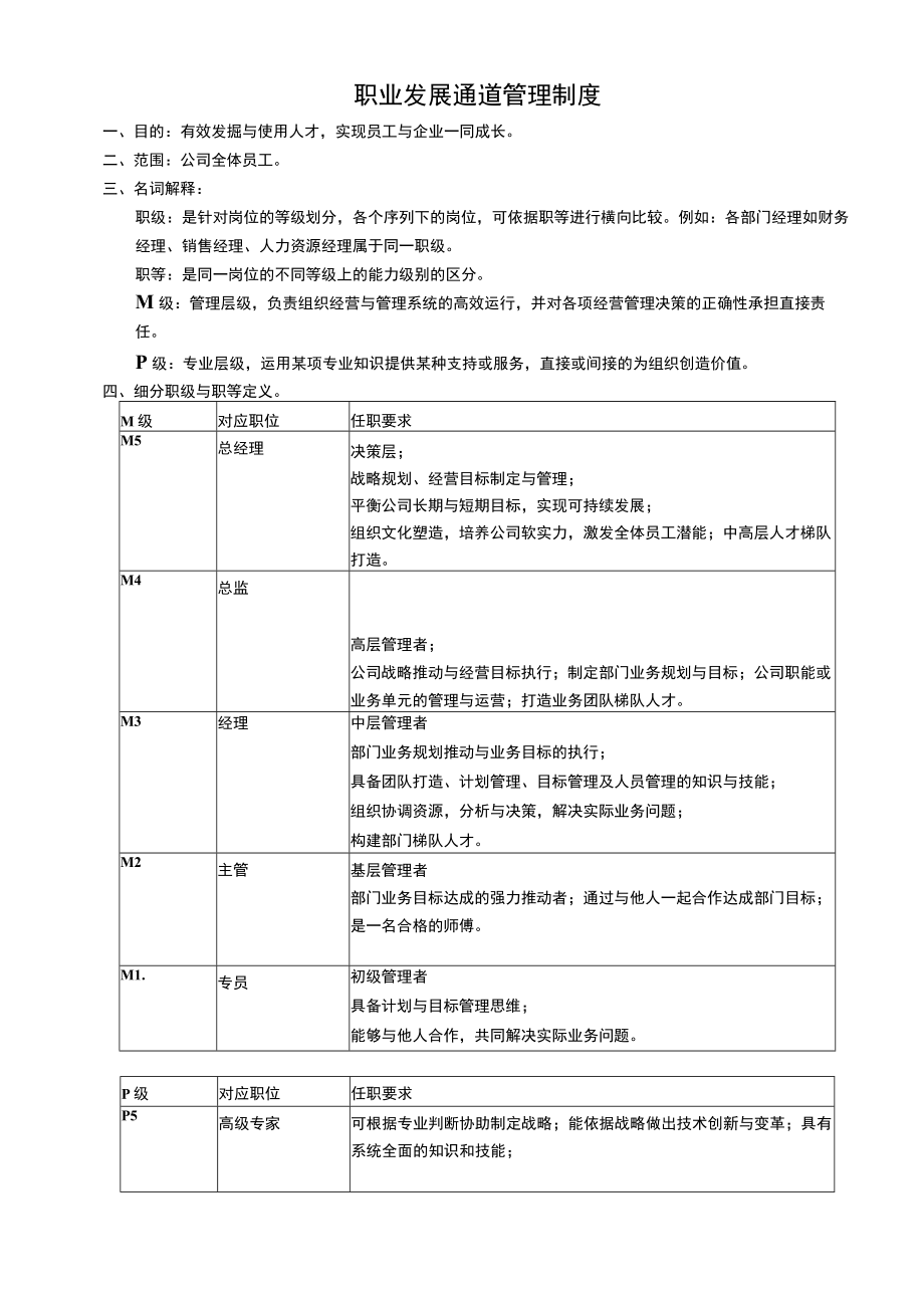 职业发展通道管理制度.docx_第1页