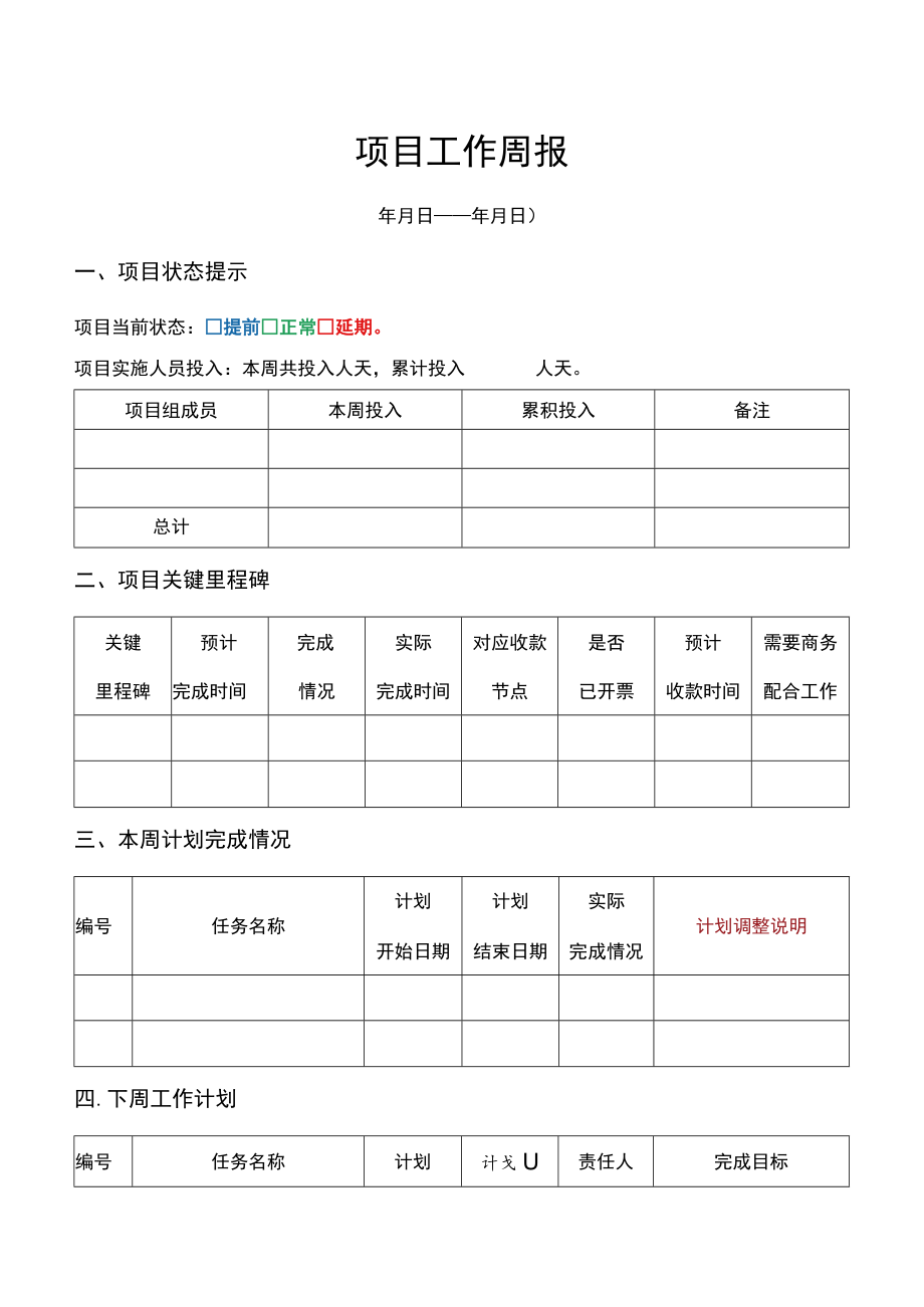 项目工作周报（项目管理）.docx_第1页