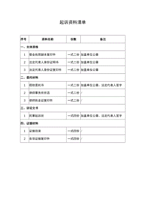 起诉资料清单.docx