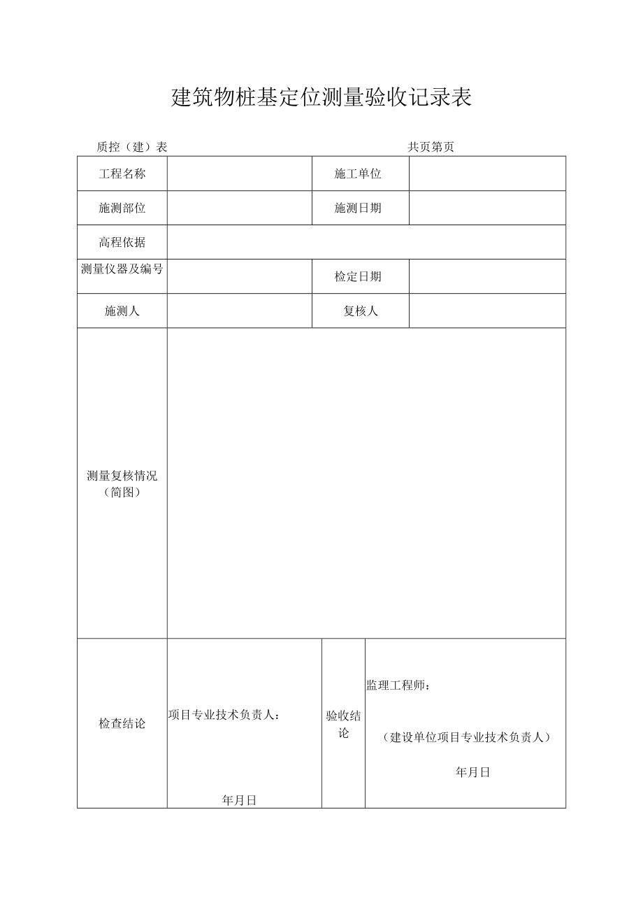 建筑物桩基定位测量验收记录表.docx_第1页