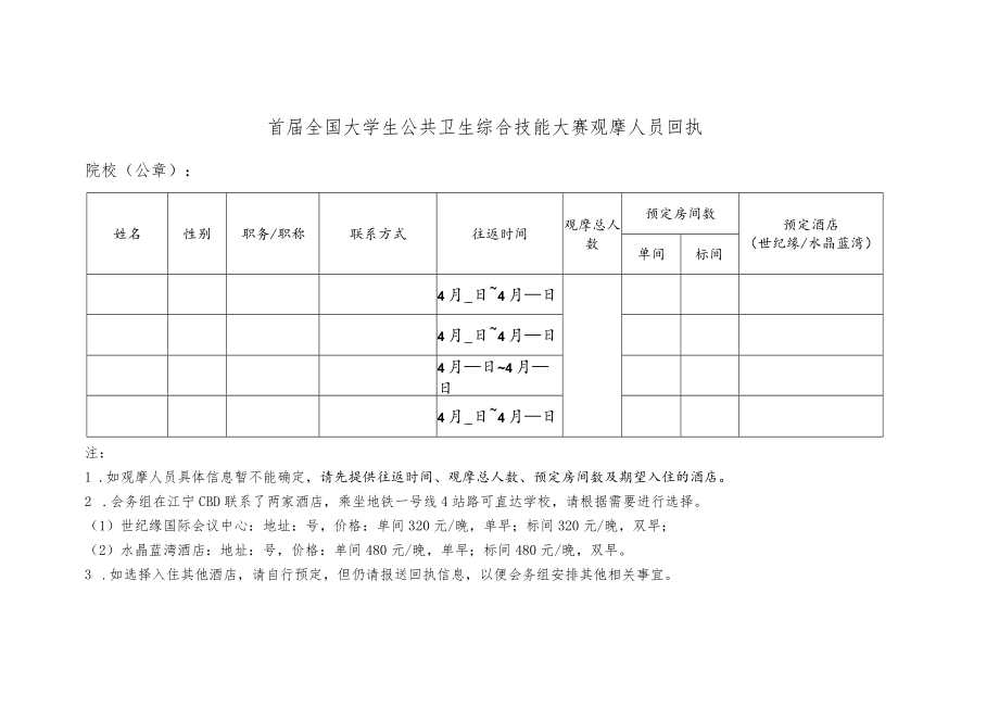 首届全国大学生公共卫生综合技能大赛观摩人员回执.docx_第1页