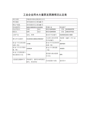 工业企业用水大量蒸发蒸腾情况认定表.docx