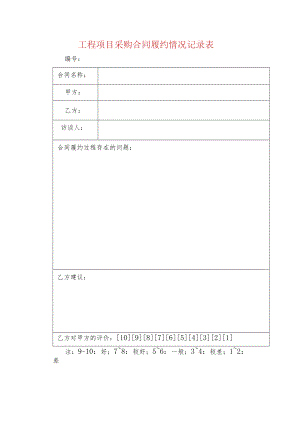 工程项目采购合同履约情况记录表.docx