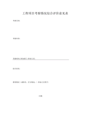 工程项目考察情况综合评价意见表.docx