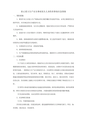防止重大生产安全事故发生人身伤害事故应急预案.docx