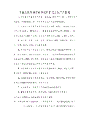 非营业性爆破作业单位矿长安全生产责任制.docx