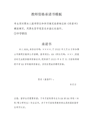 教师资格承诺书模板.docx