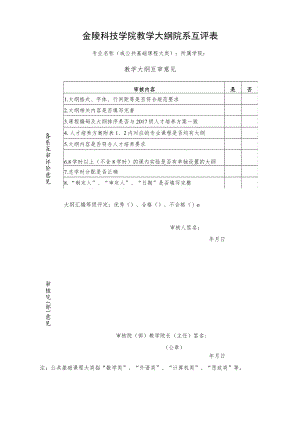 金陵科技学院教学大纲院系互评表.docx