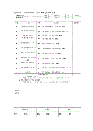 房地产企业质量部经理工作绩效KPI考核指标量表.docx