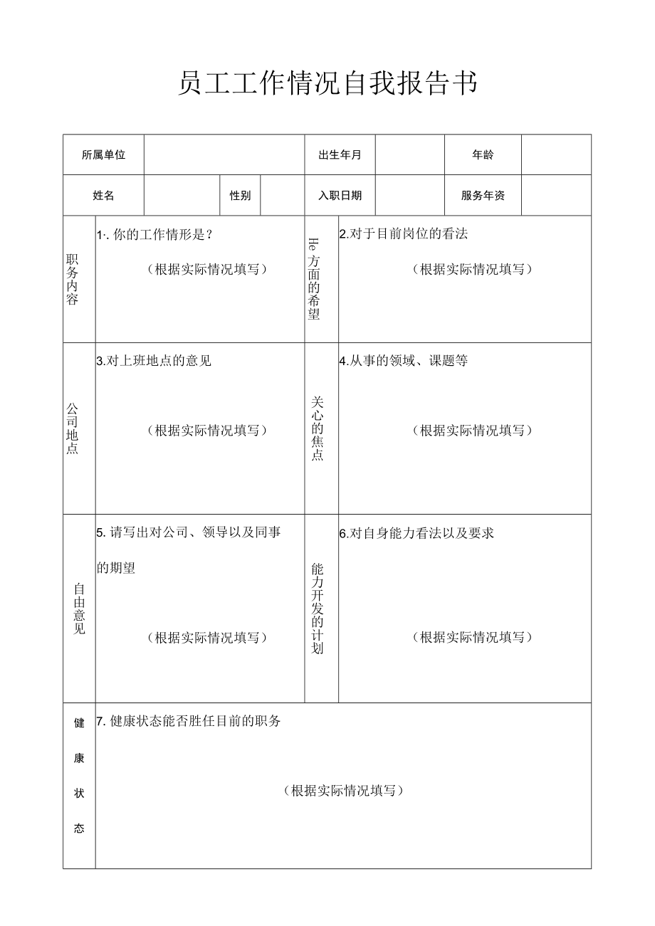 工作情况自我报告书.docx_第1页