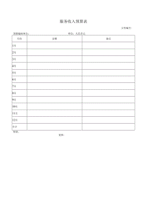 服务收入预算表.docx