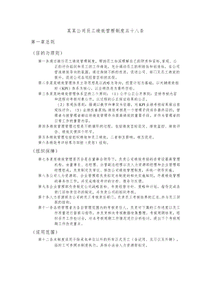某某公司员工绩效管理制度五十八条.docx