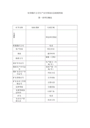 实用煤矿公司生产安全事故应急救援预案.docx