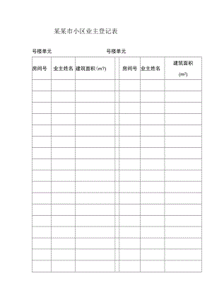 某某市住宅小区业主登记表Word模板.docx