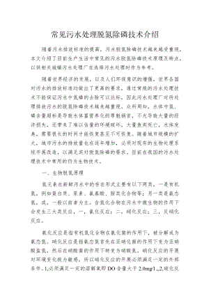 常见污水处理脱氮除磷技术介绍.docx