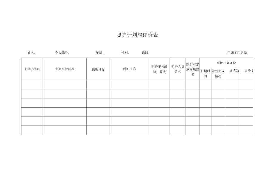 照护计划与评价表.docx_第1页