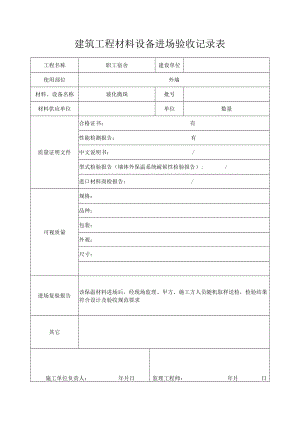 建筑工程材料设备进场验收记录表.docx