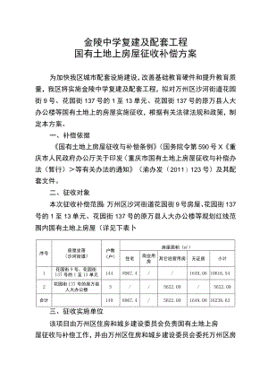 金陵中学复建及配套工程国有土地上房屋征收补偿方案.docx
