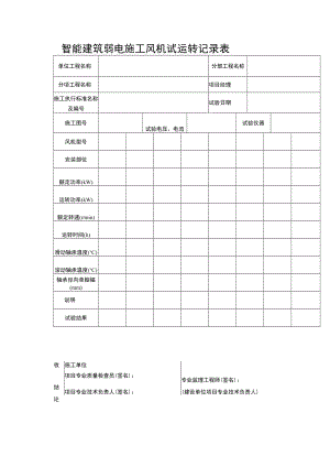 智能建筑弱电施工风机试运转记录表.docx