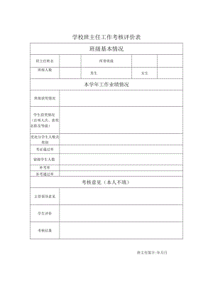 学校班主任工作考核评价表.docx