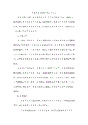 房地产公司出纳年度工作总结.docx