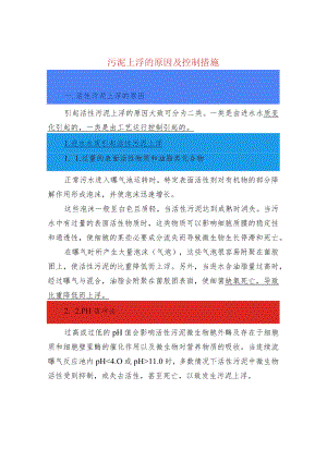 水处理--污泥上浮的原因及控制措施.docx