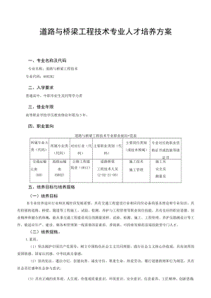 道路与桥梁工程技术专业人才培养方案.docx