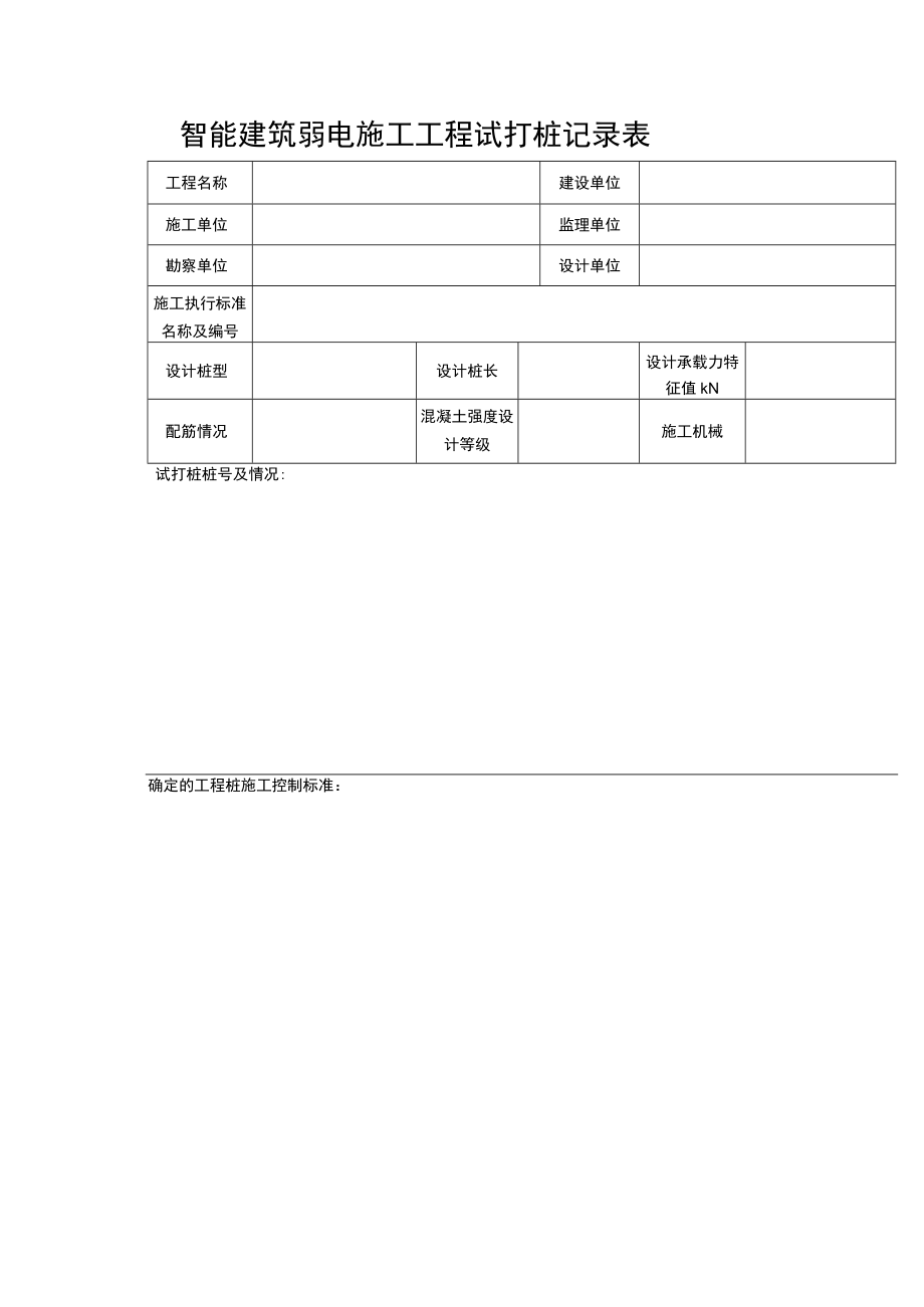 智能建筑弱电施工工程试打桩记录表.docx_第1页